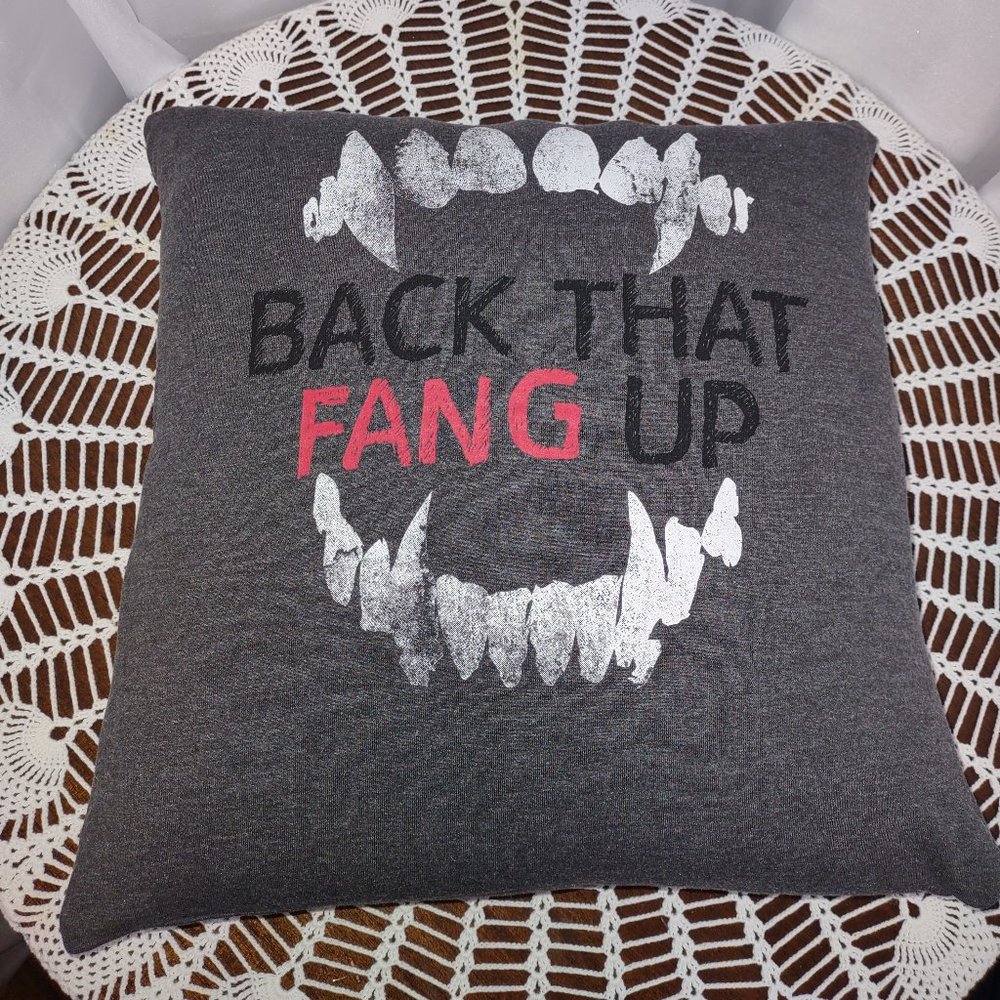 Rag Frog Revival VampireThrow pillow cover Up-cycled from a T-shirt size 14"x14"